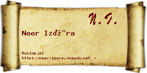 Neer Izóra névjegykártya